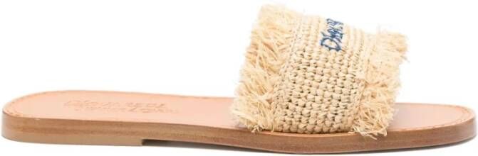 Dsquared2 Bruine Raffia en Leren Sandalen