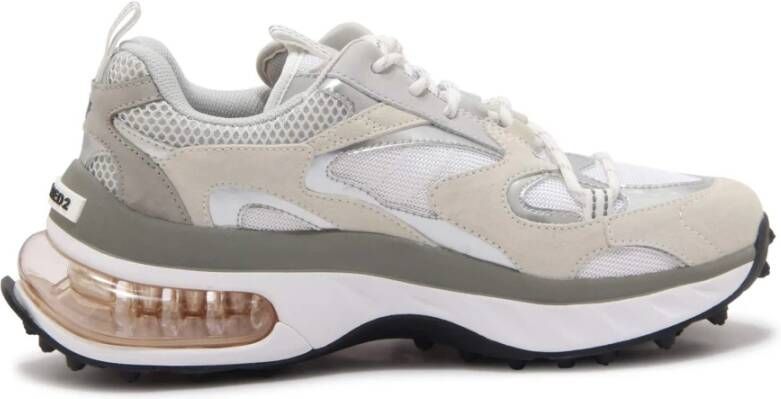 Dsquared2 Bubble Schoenen Wit Grijs Zilver Kalfsleer