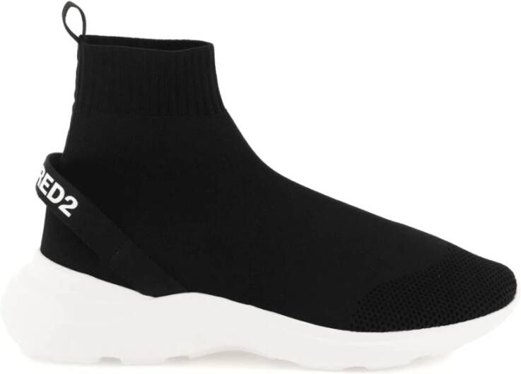 Dsquared2 Fly High Top Sneakers met Stretch Gebreid Bovenwerk Black Heren
