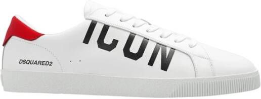 Dsquared2 Leren Vetersneakers Icon Brand White Heren