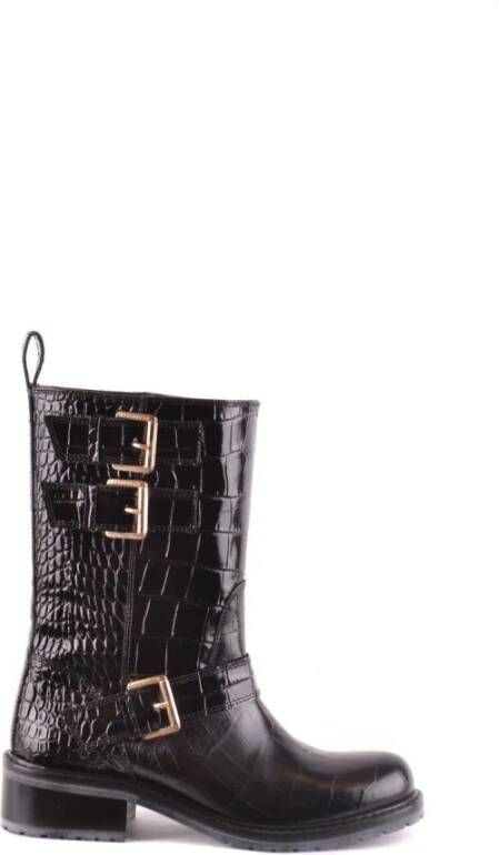 Dsquared2 Dames Zwarte Leren Winterlaarzen