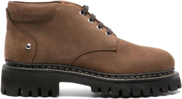 Dsquared2 Donkerbruine Platte Schoenen Met Veters Brown Heren