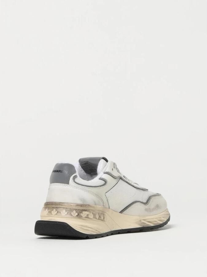 Dsquared2 Zilveren Platte Sneakers Vitello Laminato