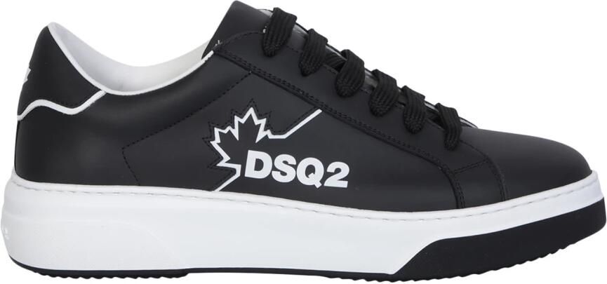 Dsquared2 Zwarte Bumper Sneakers met Esdoornbladprint
