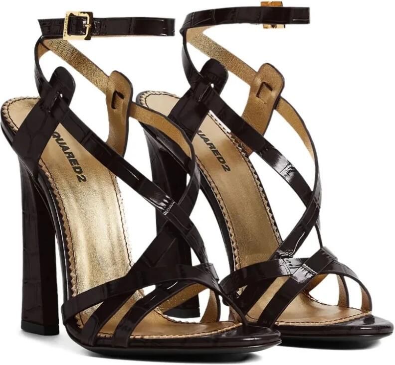 Dsquared2 Donkerbruine Twin Heeled Sandalen