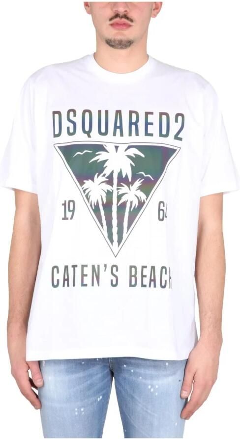 Dsquared2 Graphic T-Shirt met Tropisch Palmboom Design