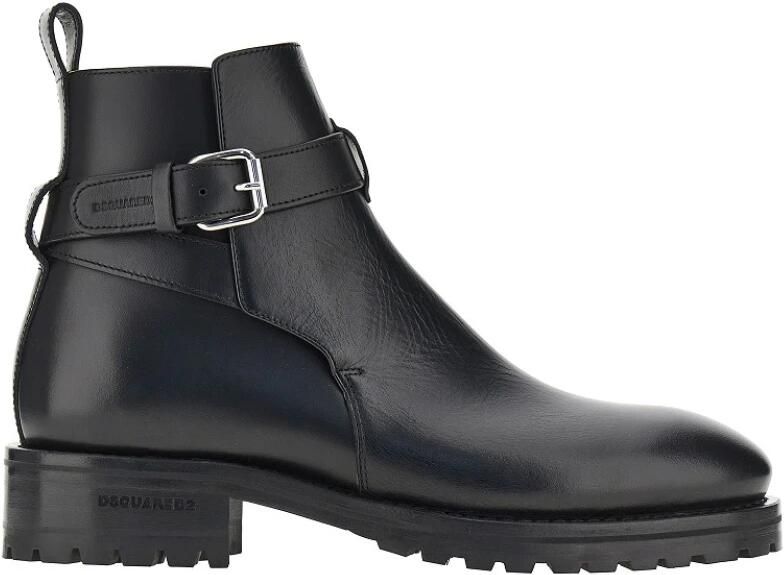 Dsquared2 Leren enkellaarzen met in reliëf aangebracht logo