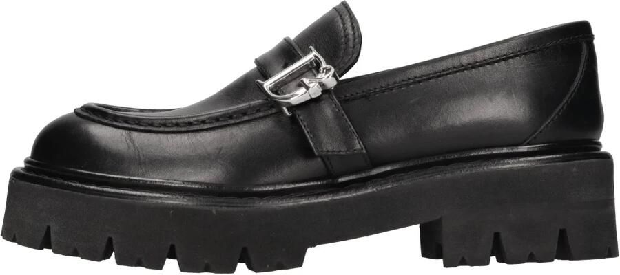 Dsquared2 Zwarte leren loafers met metalen gesp