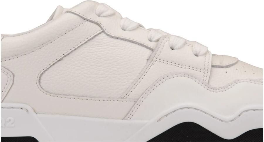 Dsquared2 Leren sneakers met ronde neus en logo White Heren