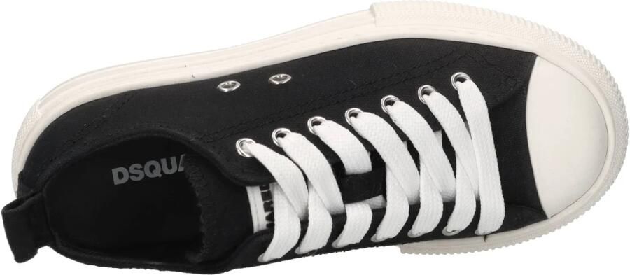 Dsquared2 Zwarte Canvas Sneakers met Witte Rubberen Zool Black - Foto 3