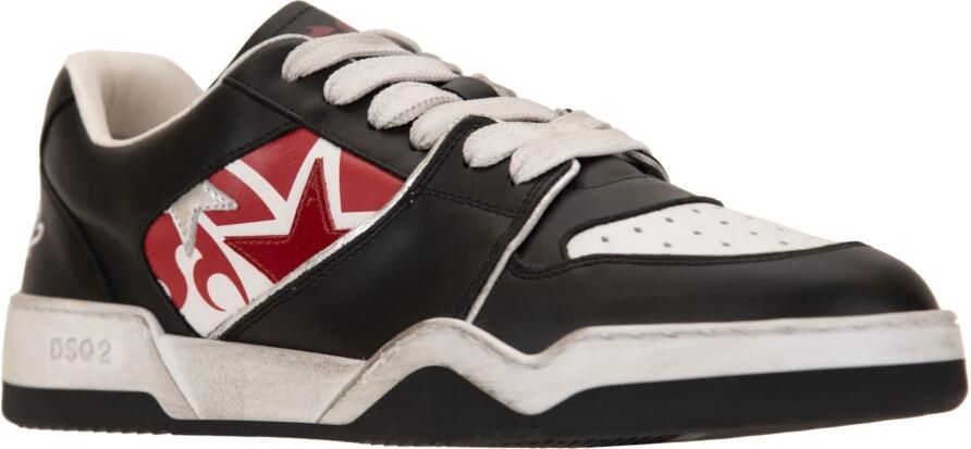 Dsquared2 Zwarte Sneakers met Distressed Effect en Logo op de Hiel in Leer Black Heren - Foto 3