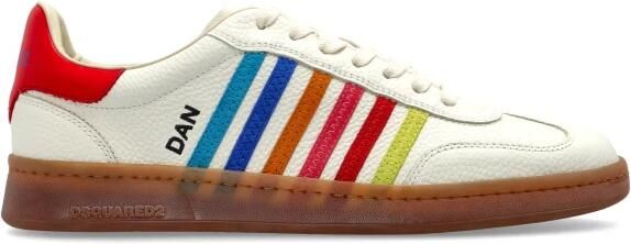 Dsquared2 Witte Leren Sneakers met Multicolor Strepen