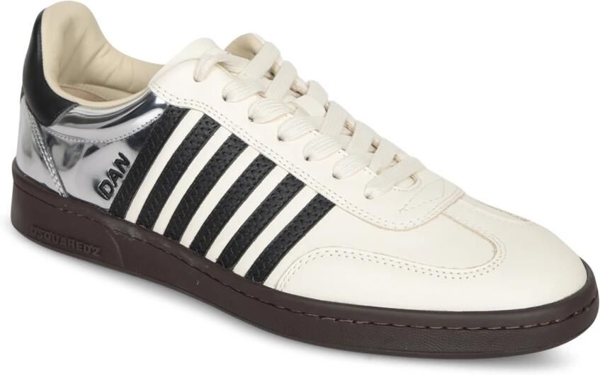 Dsquared2 Zilveren Leren Sneakers met Streepdetails