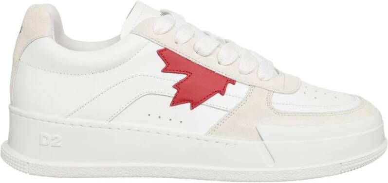 Dsquared2 Effen Vetersluiting Canadese Sneakers White Heren