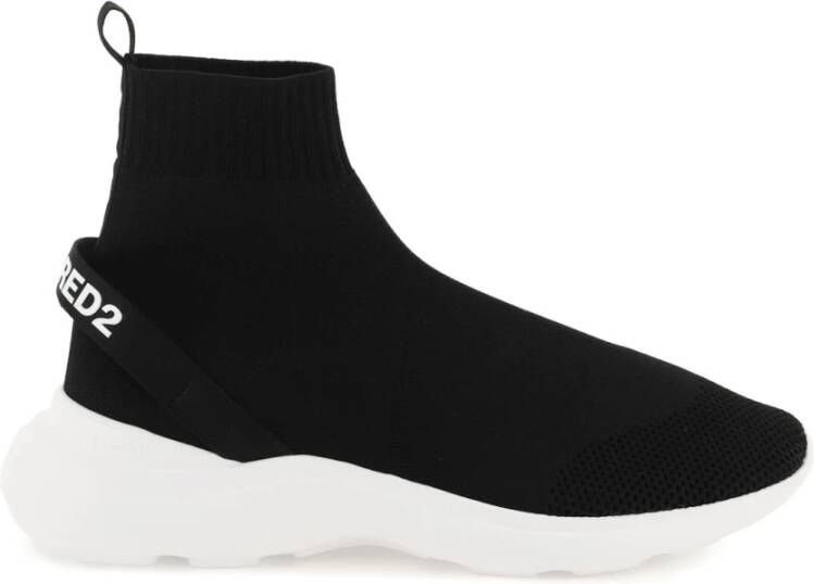 Dsquared2 Fly High Top Sneakers met Stretch Gebreid Bovenwerk Black Heren