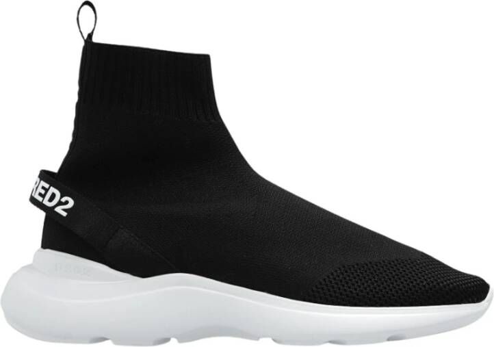 Dsquared2 Fly High Top Sneakers met Stretch Techno Gebreid Bovenwerk Black