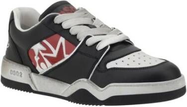 Dsquared2 Zwarte Sneakers met Distressed Effect en Logo op de Hiel in Leer Black Heren