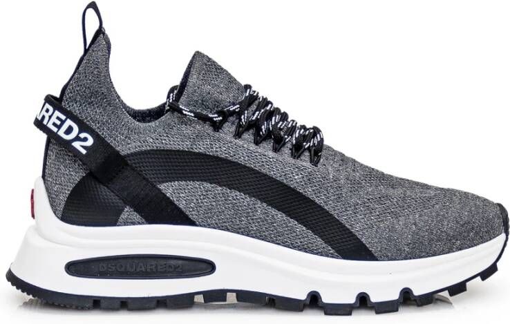 Dsquared2 Grijze Gebreide Logo Sneakers voor Mannen Gray Heren