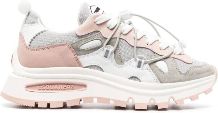 Dsquared2 Grijze Roze Witte Panel Sneakers Meerkleurig Dames