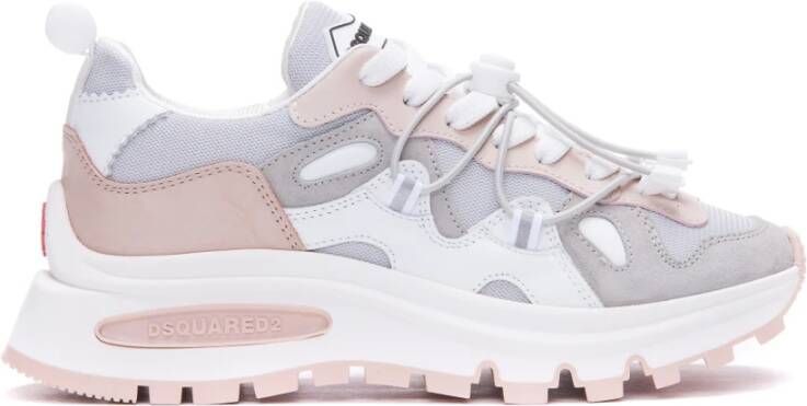 Dsquared2 Grijze Roze Witte Panel Sneakers Meerkleurig Dames