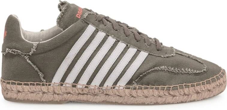 Dsquared2 Groene stoffen sneaker met raffia detail
