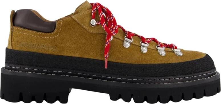 Dsquared2 Bruine Veterschoenen Platte Aw24 Brown Heren