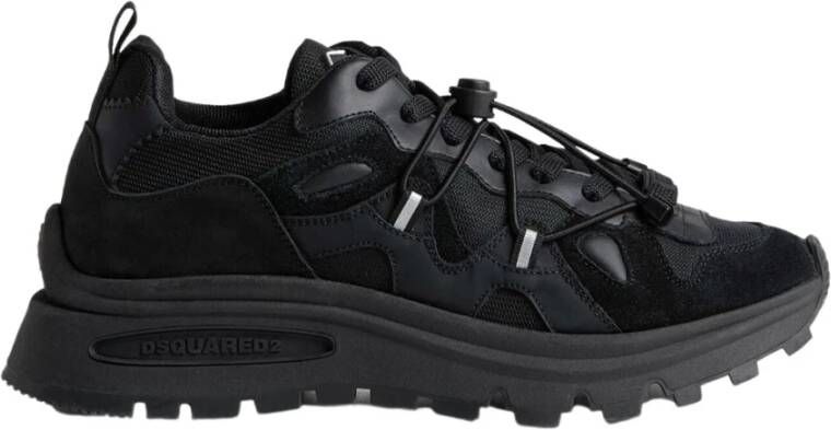 Dsquared2 Heren Zwarte Leren Sneakers Run DS2 Zwart Heren