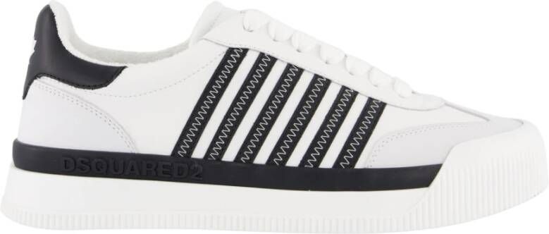 Dsquared2 Witte leren sneakers met contrasterende stiksels