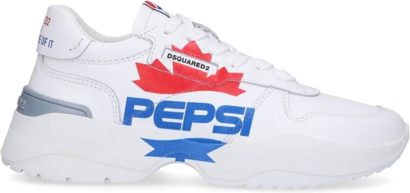 Dsquared2 Lage Sneakers in Pepsi Kalfsleer White Dames