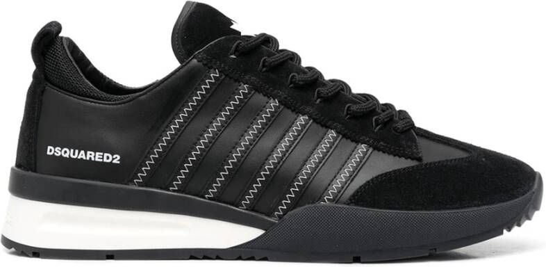 Dsquared2 Zwarte Leren Sneakers met Suède Detail Black Heren