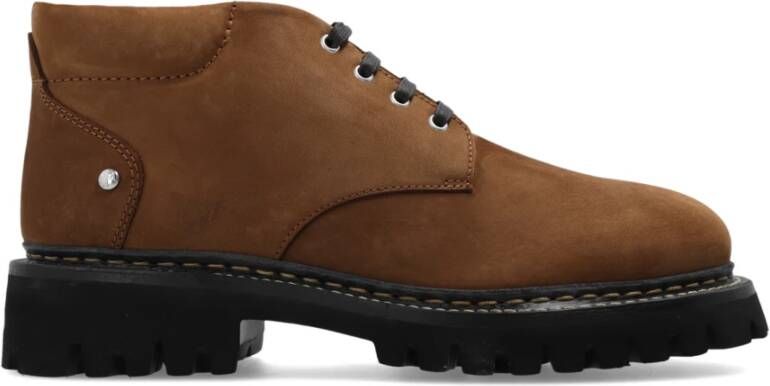 Dsquared2 Donkerbruine Platte Schoenen Met Veters Brown Heren