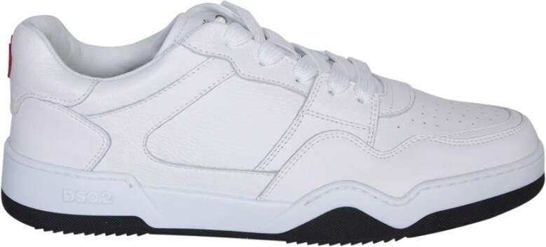 Dsquared2 Leren sneakers met ronde neus en logo White Heren