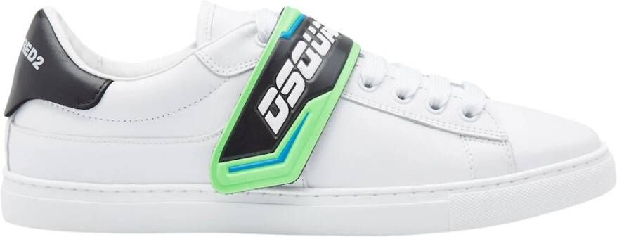 Dsquared2 Wit Groen Logo Strap Sneakers White Heren