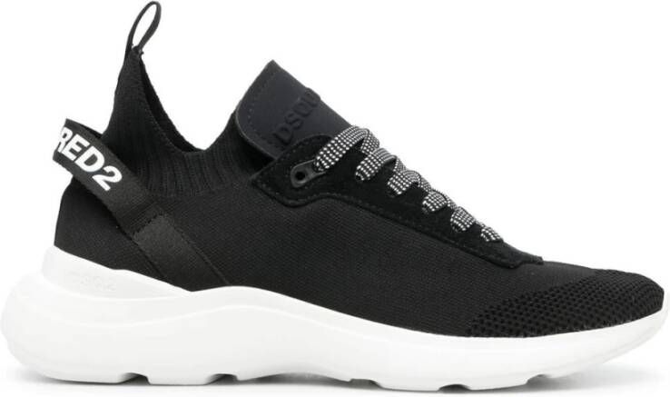Dsquared2 Zwarte Slip-on Fly Sneakers met Suède Afwerking Black