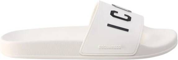 Dsquared2 Logo Print Open Teen Platte Rubberen Slides White