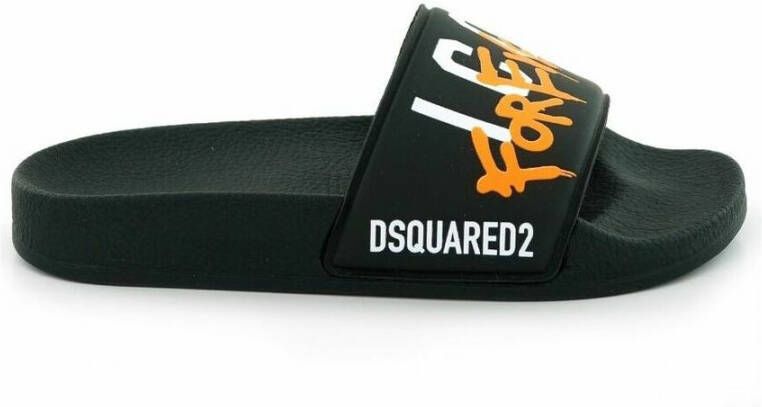 Dsquared2 Pool Slides Forever Icon Print Zwart Heren