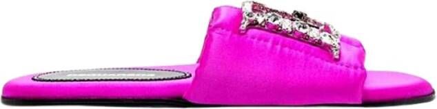 Dsquared2 Premium Leren Gewatteerde Sandalen met Glamoureus Ornament Pink Dames