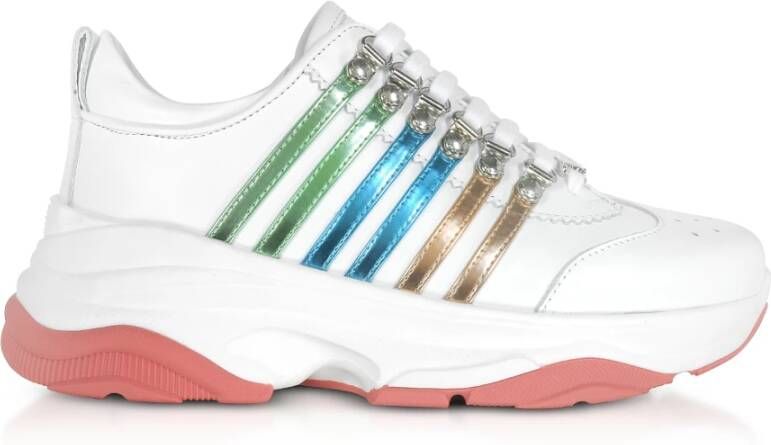 Dsquared2 Regenboog Bumpy 551 Leren Sneakers White Dames