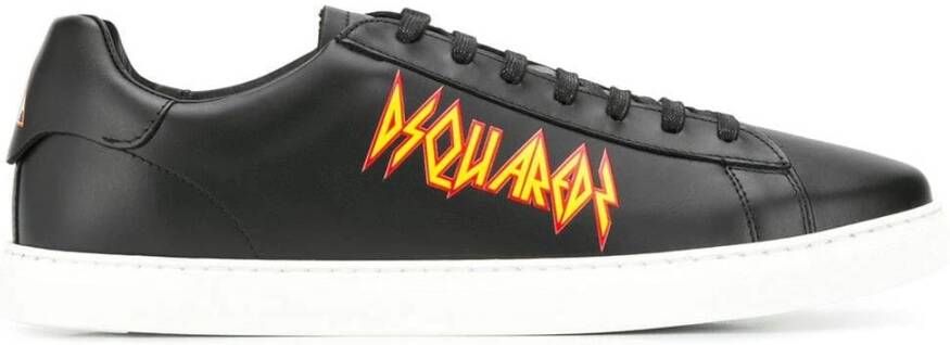 Dsquared2 Rock Logo Leren Sneakers Zwart Heren