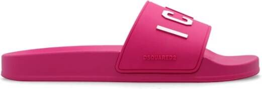Dsquared2 Rubberen slippers met logo Pink Dames