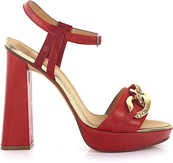 Dsquared2 Rode Leren Plateausandalen met Kettingdetail Rood Dames