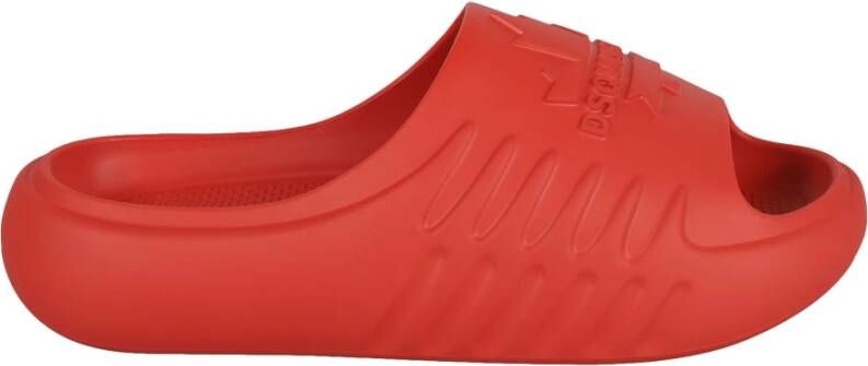 Dsquared2 Rode Platte Slides & Teenslippers Red Heren