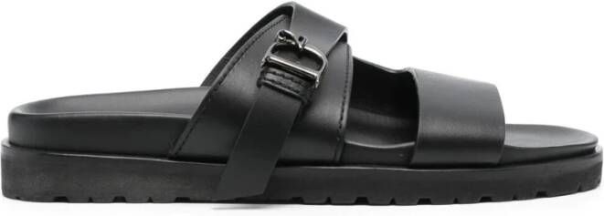 Dsquared2 Zwarte Sandaal Regular Fit Geschikt voor Warm Weer 100% Leer Black Heren