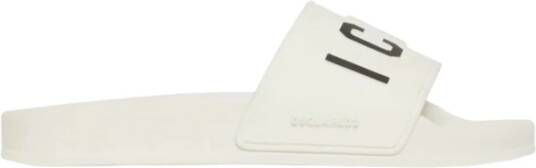 Dsquared2 Logo Print Open Teen Platte Rubberen Slides White