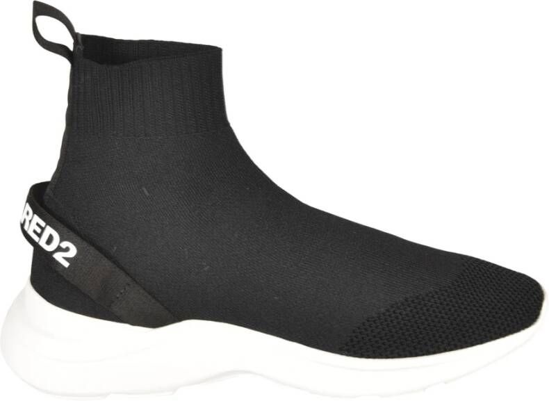 Dsquared2 Fly High Top Sneakers met Stretch Techno Gebreid Bovenwerk Black