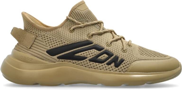Dsquared2 Gebreide Sneakers Khaki Trekking Stijl Brown Heren