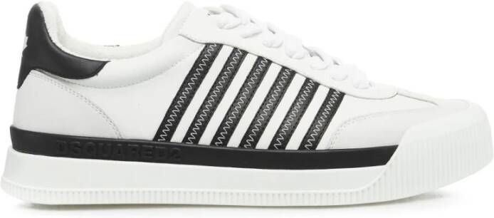 Dsquared2 Witte leren sneakers met contrasterende stiksels