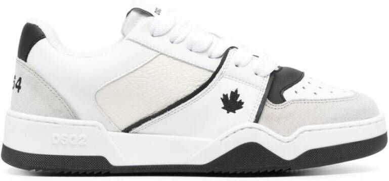 Dsquared2 Witte lage sneakers met driekleurige suède details Wit