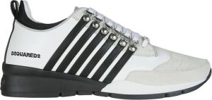Dsquared2 Witte Zwarte Suède Sneaker met Legendarische Stijl Zwart Heren