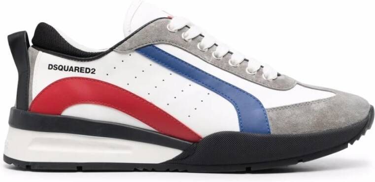 Dsquared2 men's shoes leather trainers sneakers Legend Wit Heren